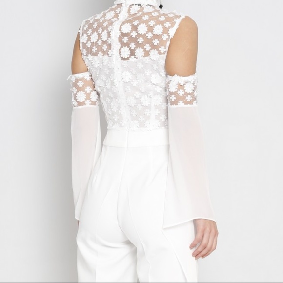 Jane White Cold Shoulder Lace detail  jumpsuit - Picture 6 of 8